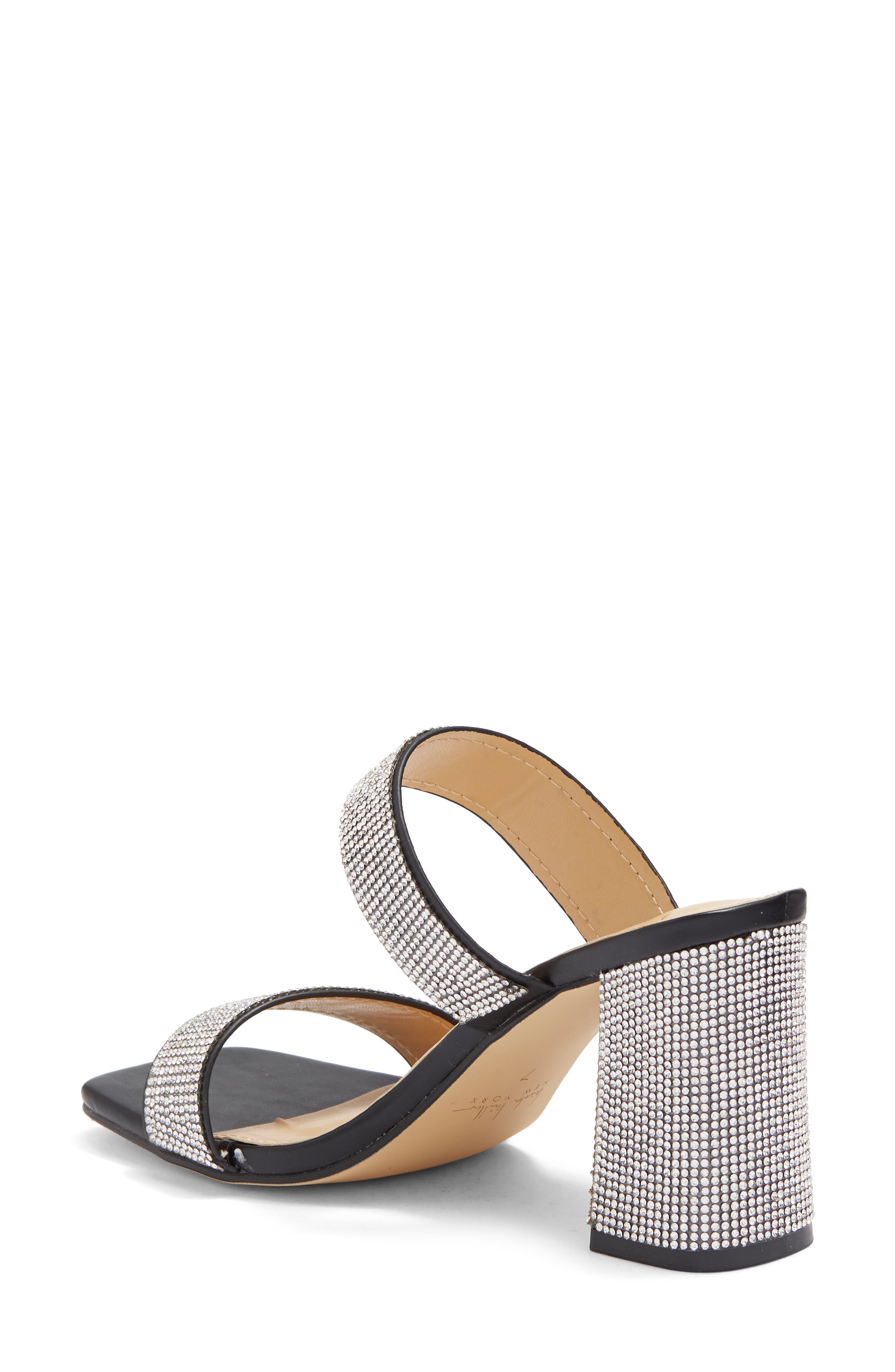 Nicole Miller Tinker Rhinestone Double Band Block Heel Sandal, Alternate, color, 