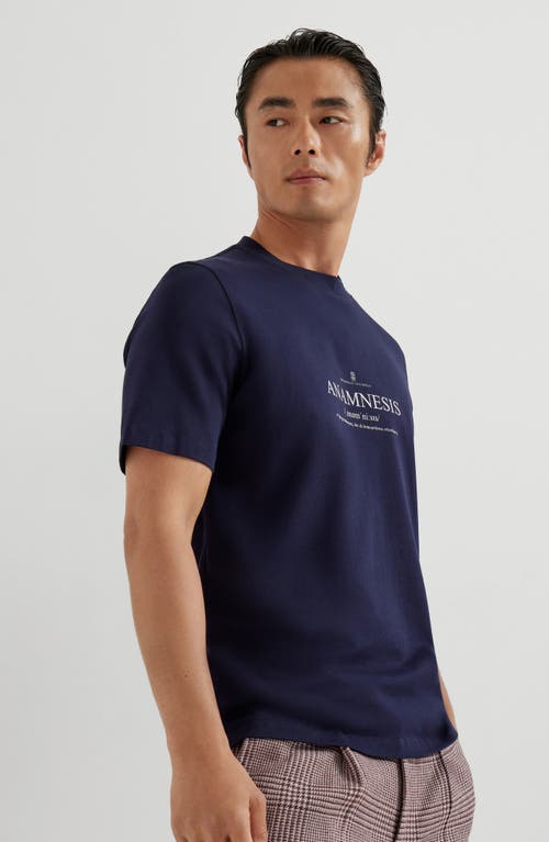 Brunello Cucinelli Men Anamnesis Print Logo T-shirt In Blue