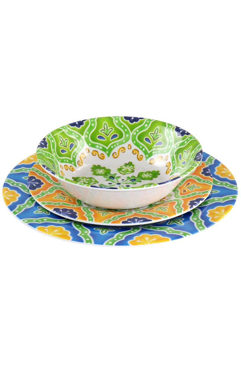 Elama Stapanya 12 Piece Melamine Dinnerware Set, Alternate, color, White