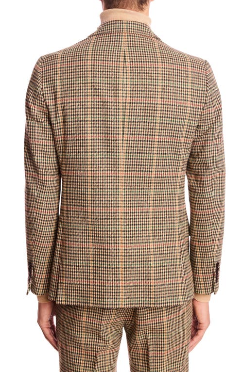 Paisley & Gray Ashton Slim Fit Houndstooth Plaid Wool Blend Blazer In Brown