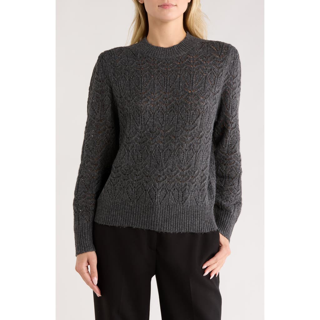 Melrose And Market Sparklke Pointelle Stitch Sweater In Gray