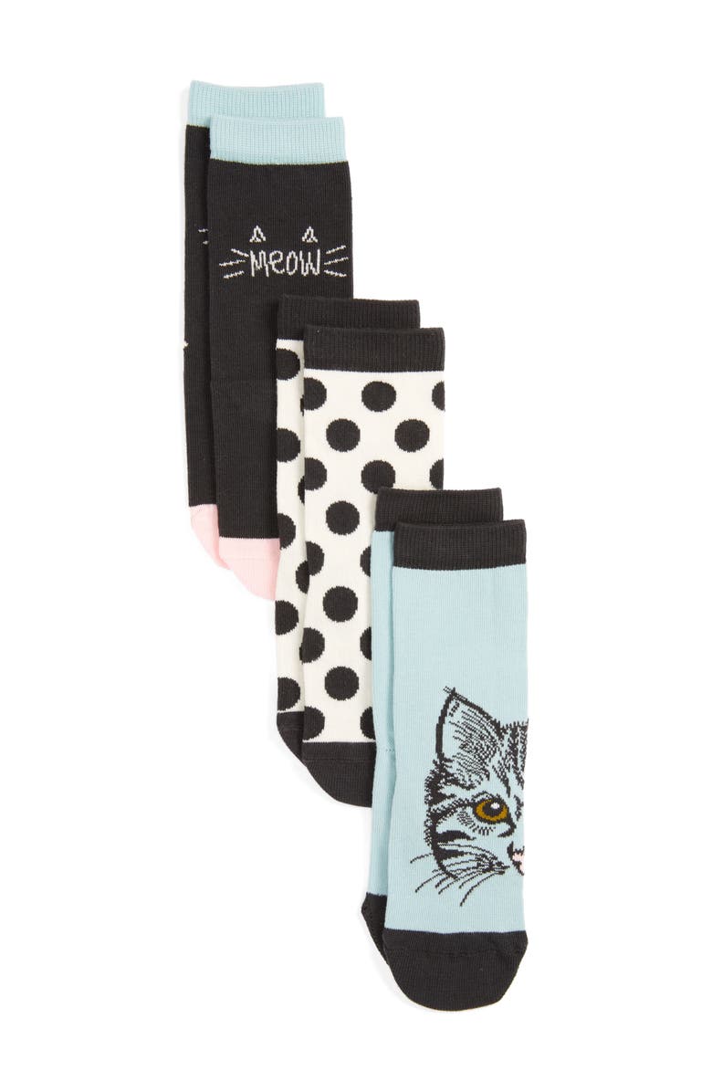 Tucker + Tate Kitty 3-Pack Crew Socks, Main, color, 