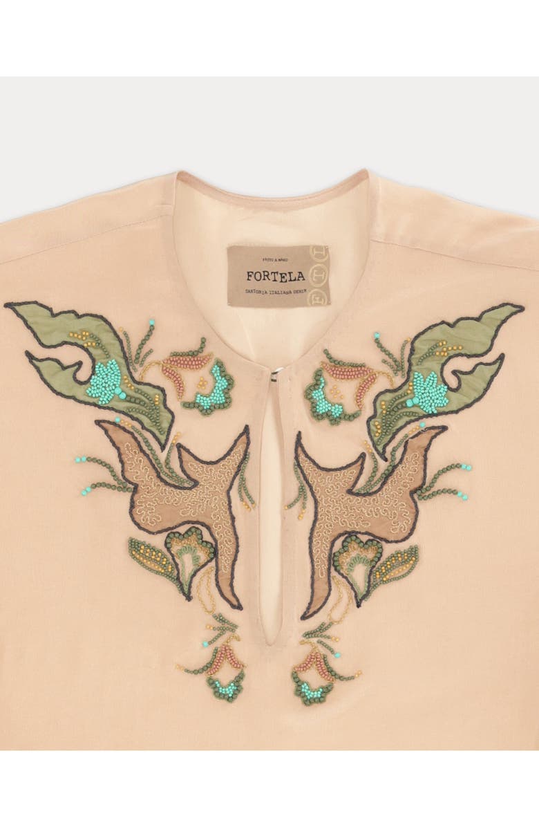 Fortela Allegra Embroidered Silk Dress, Alternate, color, Beige