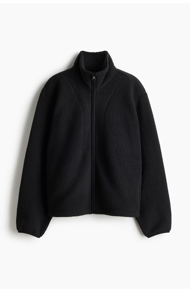 H&M Teddy Sports Jacket, Main, color, Black