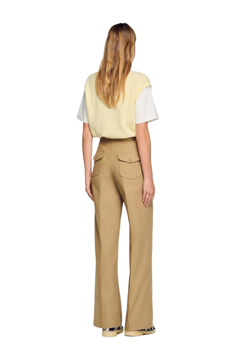 SANDRO Cotton suit trousers, Alternate, color, Beige