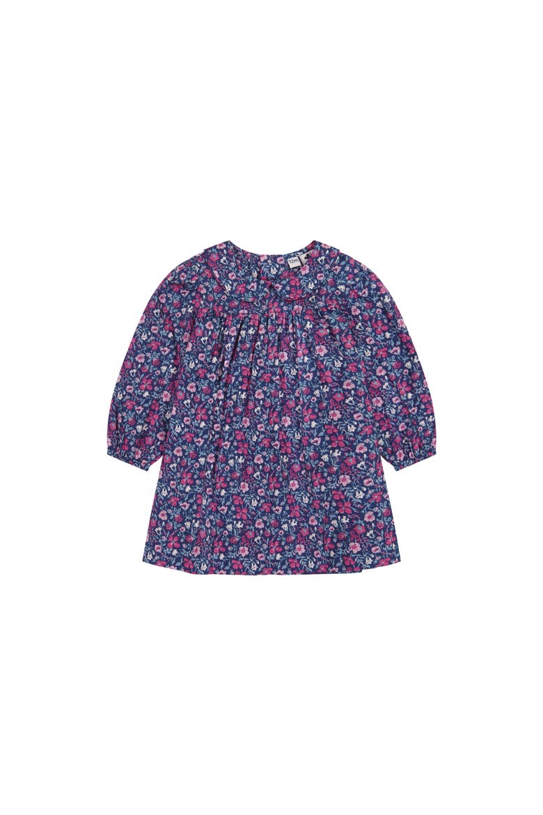 Ginny Girls Peter Pan Collar Dress, Main, color, Pink Navy Floral
