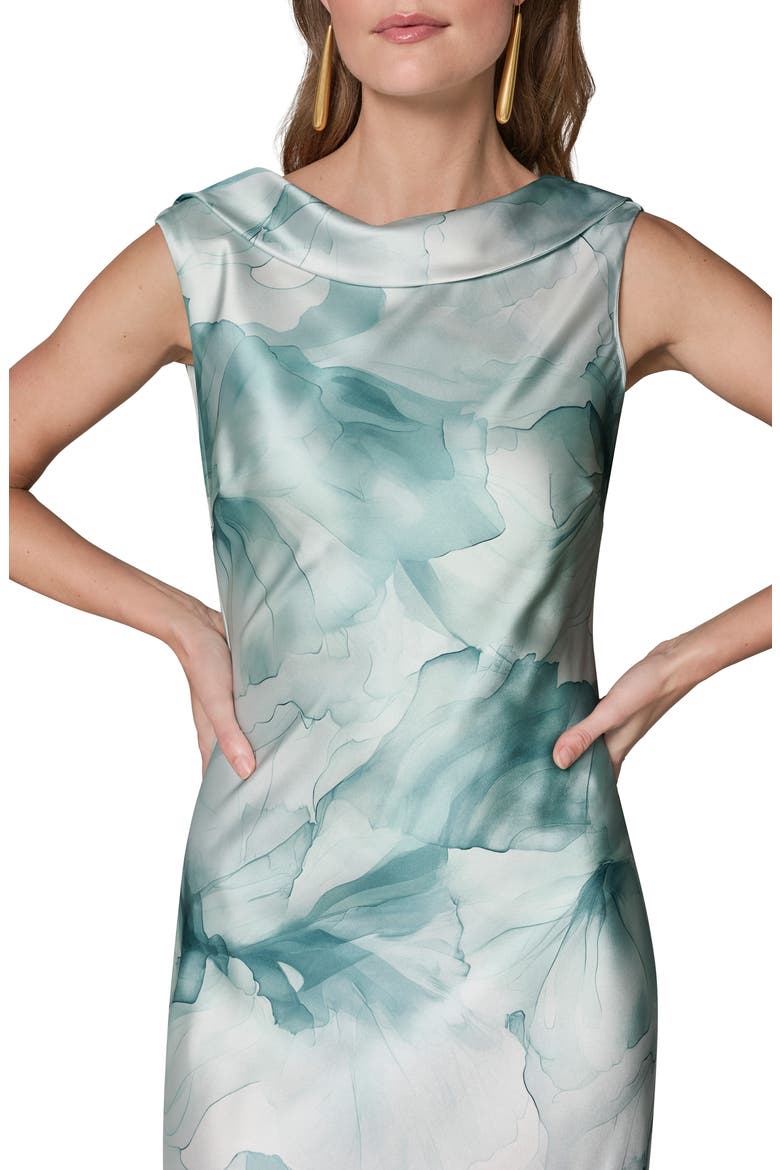 Floral Print Satin Gown, Alternate, color, WATRLILY M
