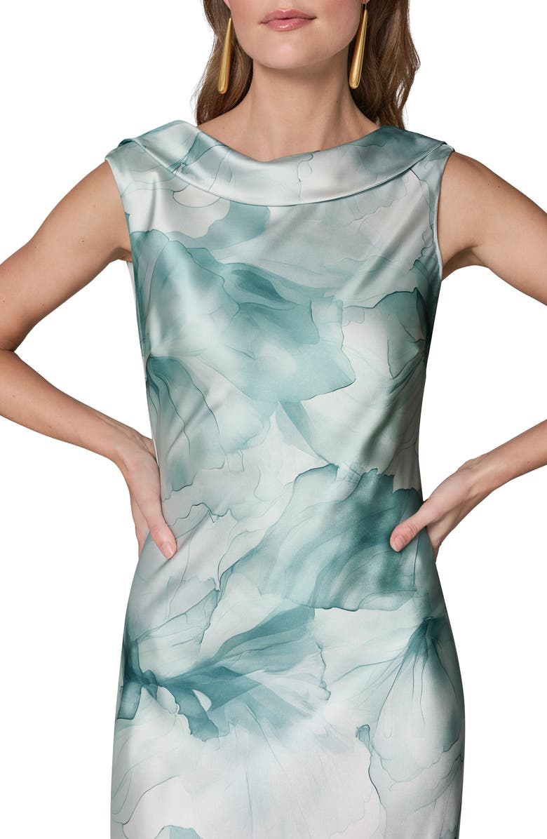 Donna Karan New York Floral Print Satin Gown, Alternate, color, Watrlily M