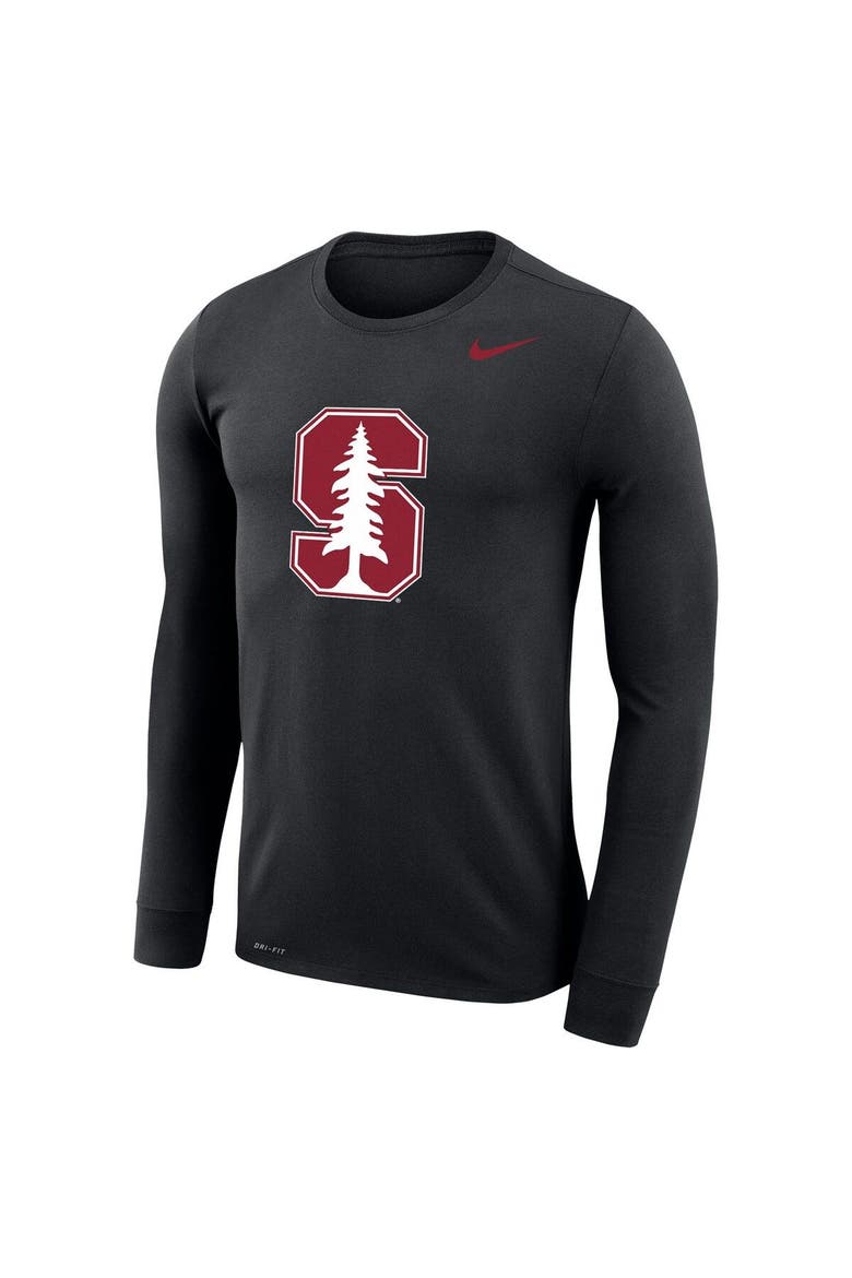 Men's Nike Black Stanford Cardinal School Logo Legend Performance Long Sleeve T-Shirt, Alternate, color, Black