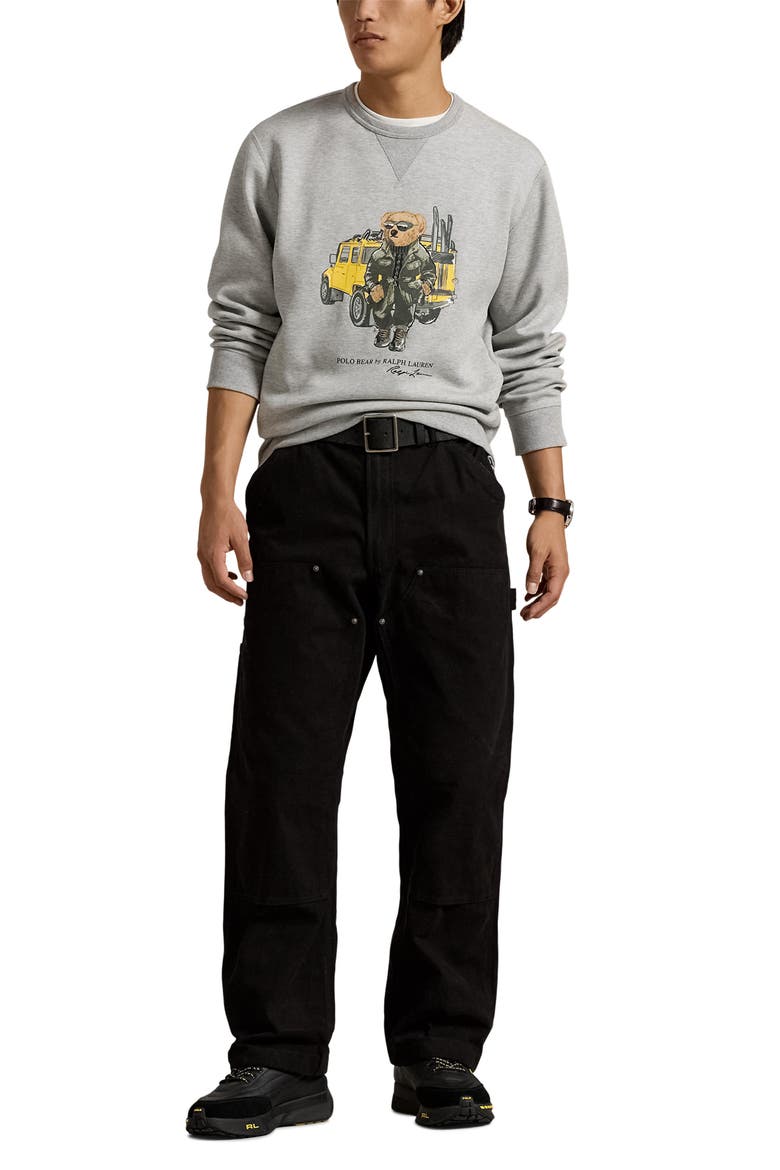 Polo Bear Double Knit Graphic Sweatshirt, Alternate, color, ANDOVER HEATHER DEFENDER BEAR