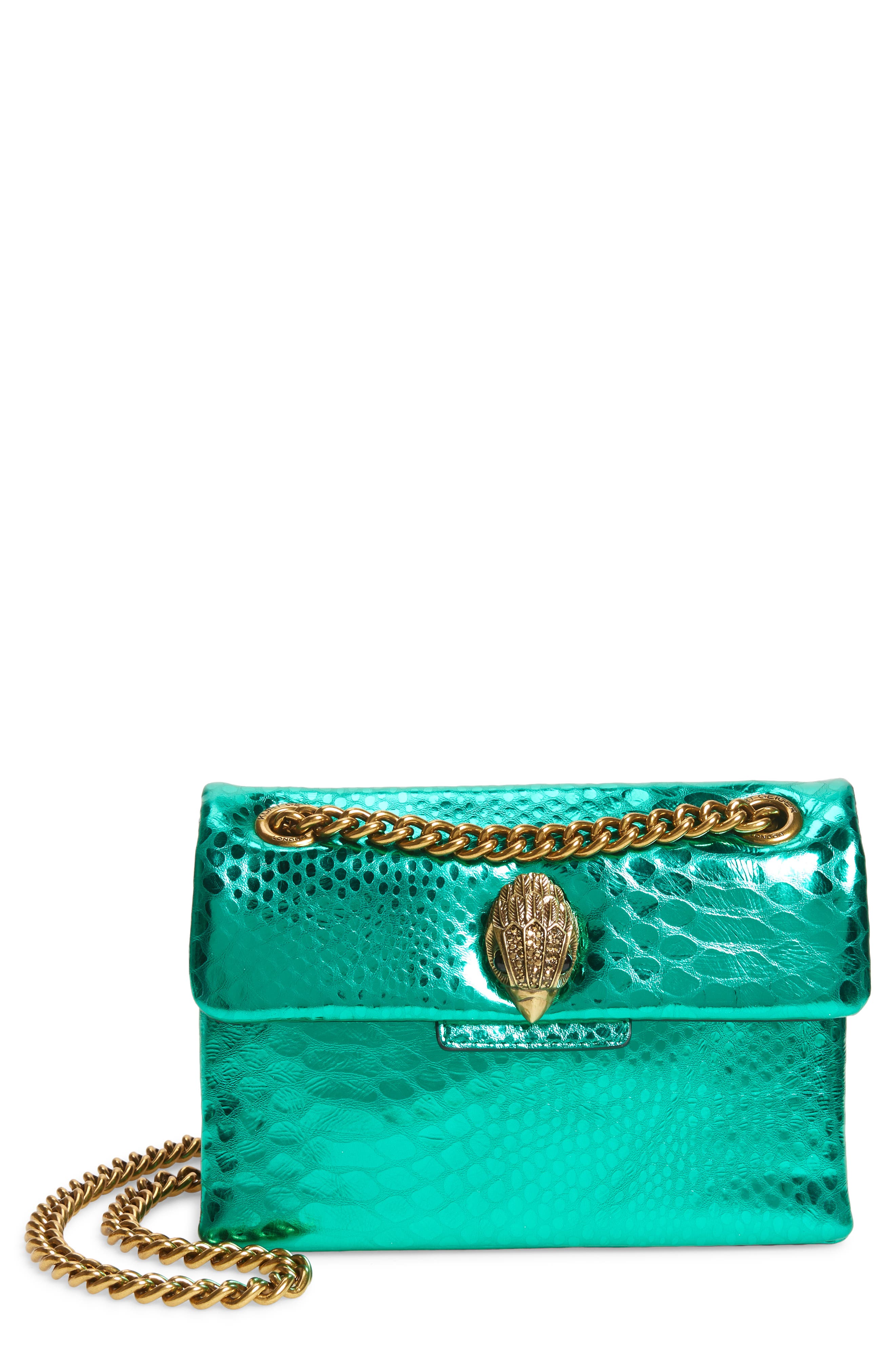Kurt Geiger London Rainbow Shop Mini Kensington Metallic Snake Embossed Leather Crossbody Bag, Main, color, 