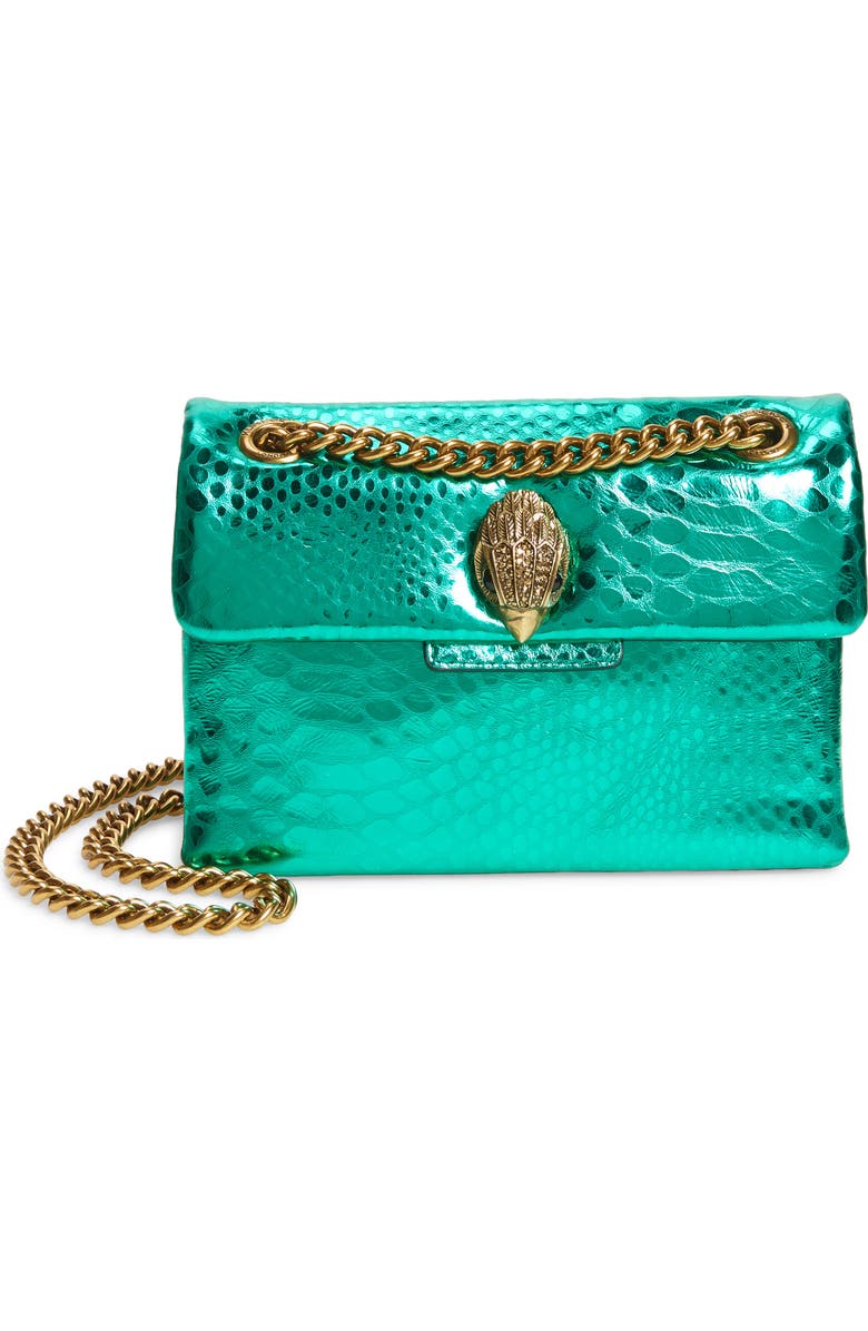 Kurt Geiger London Rainbow Shop Mini Kensington Metallic Snake Embossed Leather Crossbody Bag, Main, color,