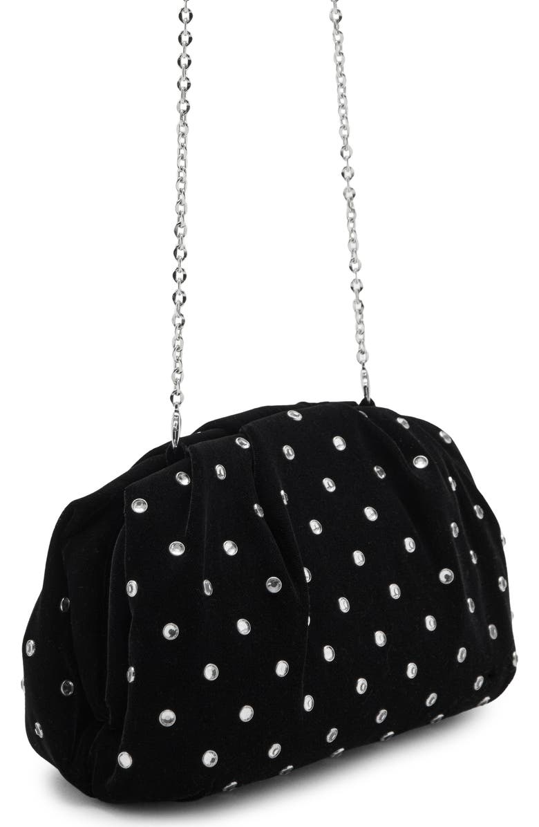 MANGO Rhinestone Velvet Clutch, Alternate, color, Black
