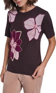 KARL LAGERFELD PARIS Embellished Floral Sweater