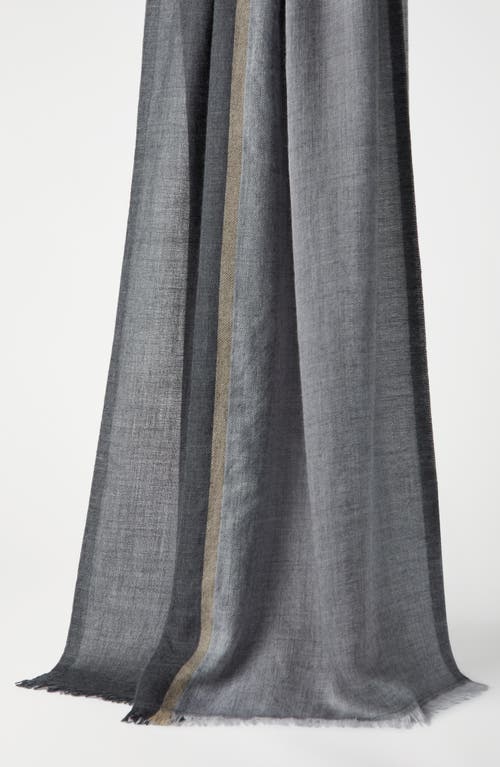 Brunello Cucinelli Colour-block Knitted Scarf In Gray