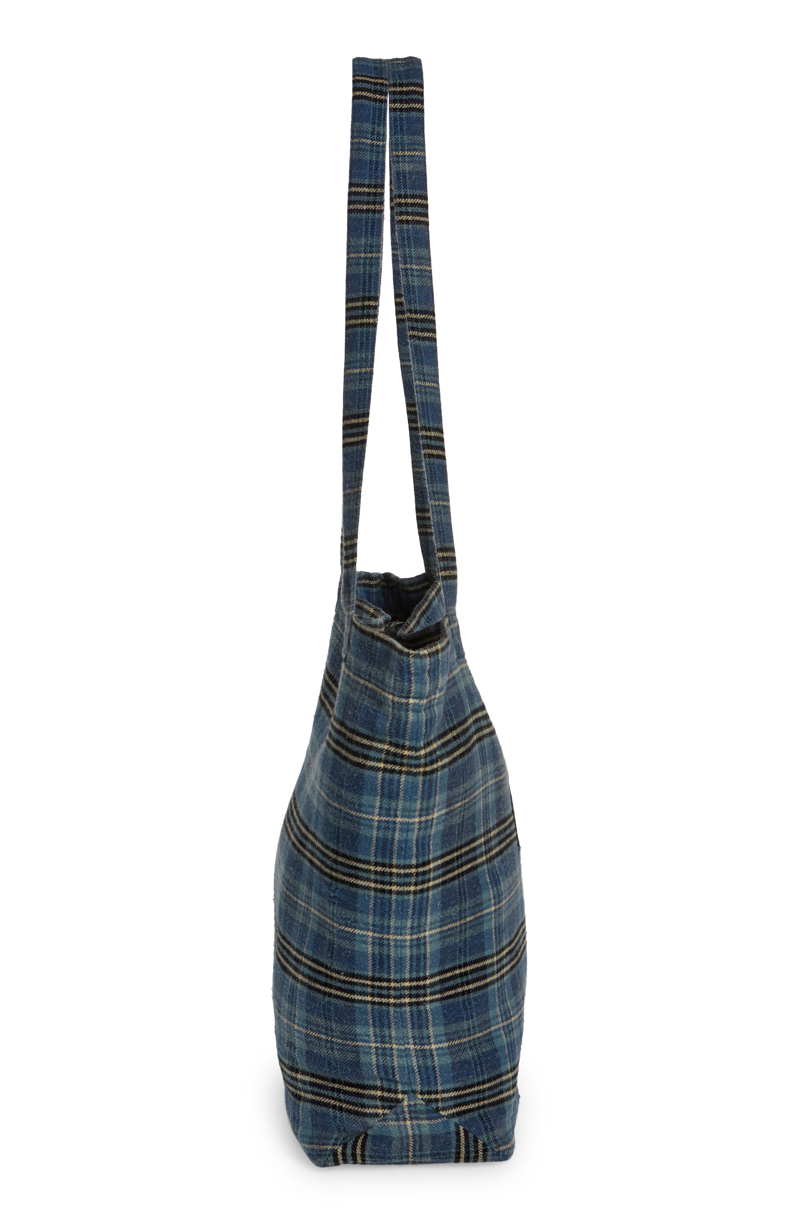 R13 Medium Plaid Cotton Flannel Tote, Alternate, color, 