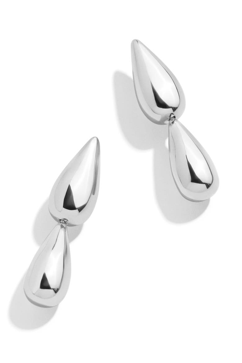Zoe Double Teardrop Earrings, Main, color, SILVER