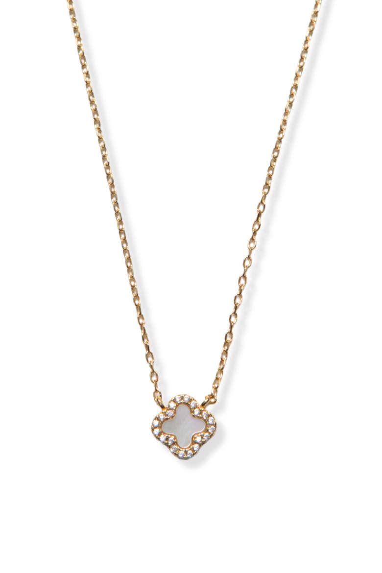 Mini Clover Mother-of-Pearl Pendant Necklace, Main, color, GOLD