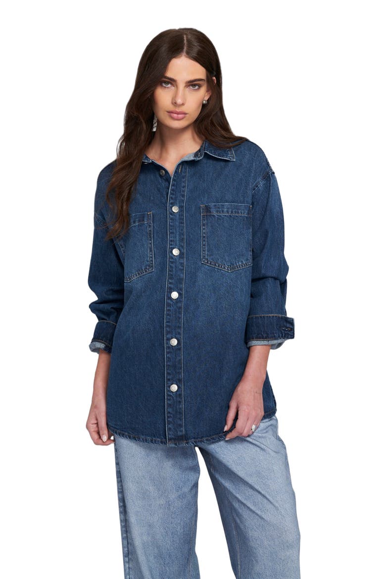 Feather Soft Denim Shirt Button Down Top, Alternate, color, Washed Indigo