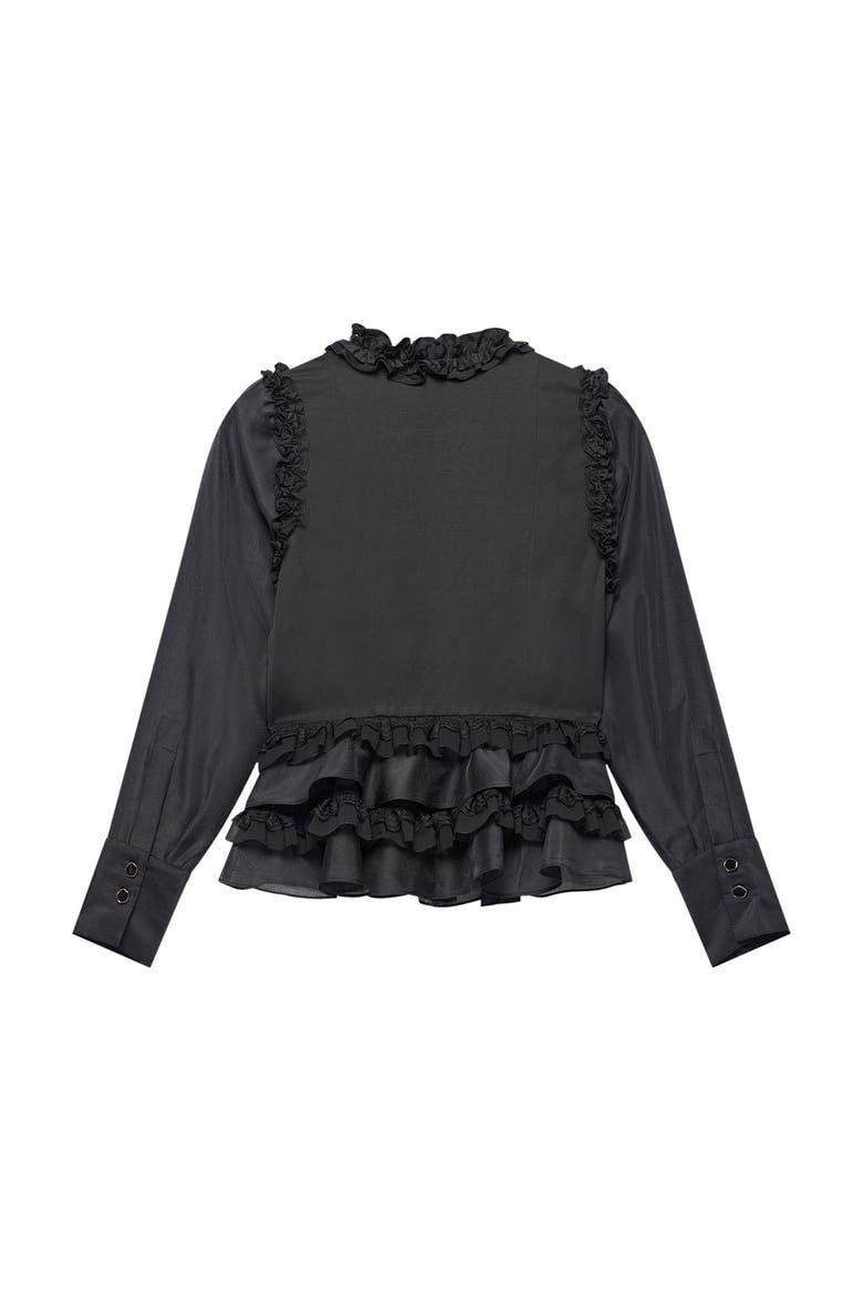 Ruffle Detail Blouse, Alternate, color, Black