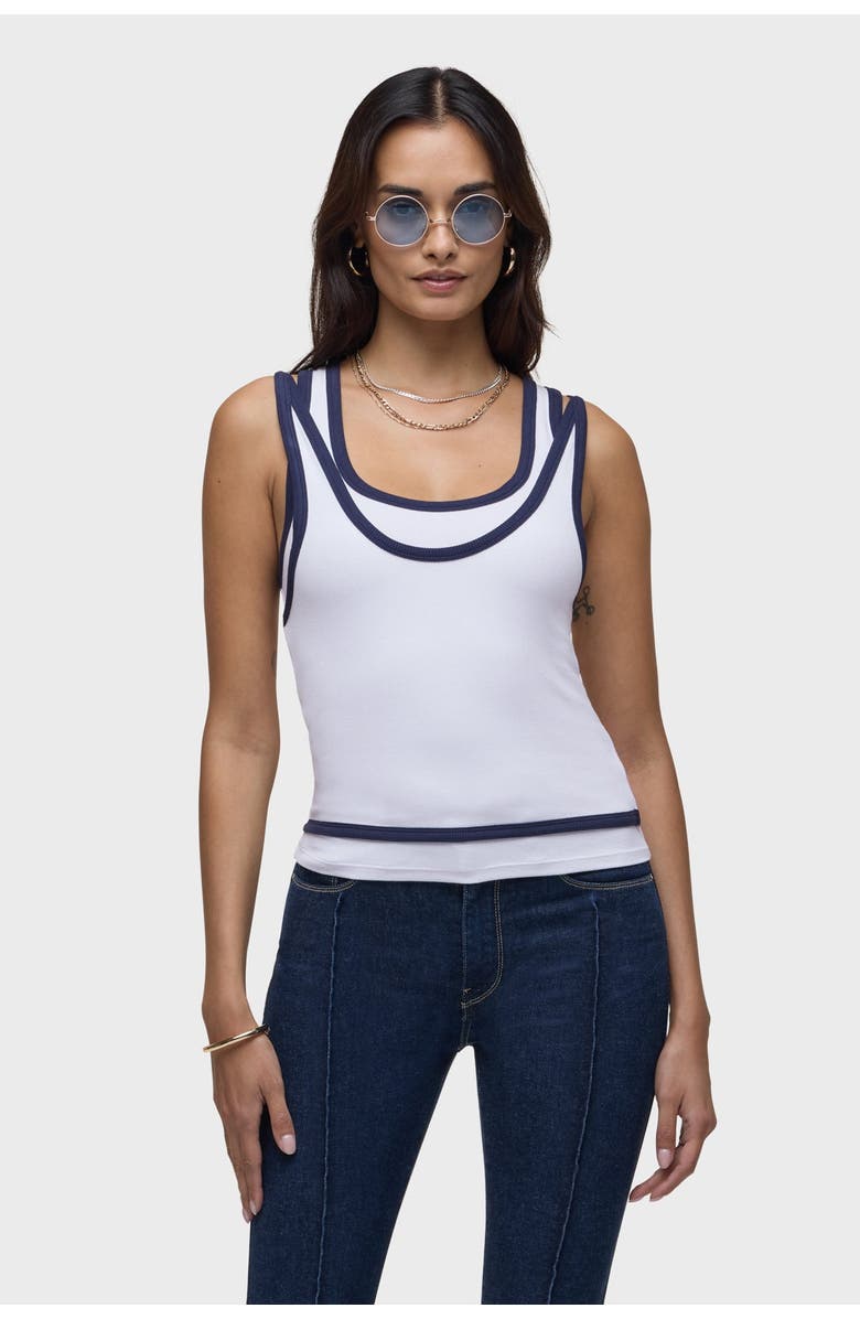 Hudson Jeans Layered Tank Top, Main, color, White Navy