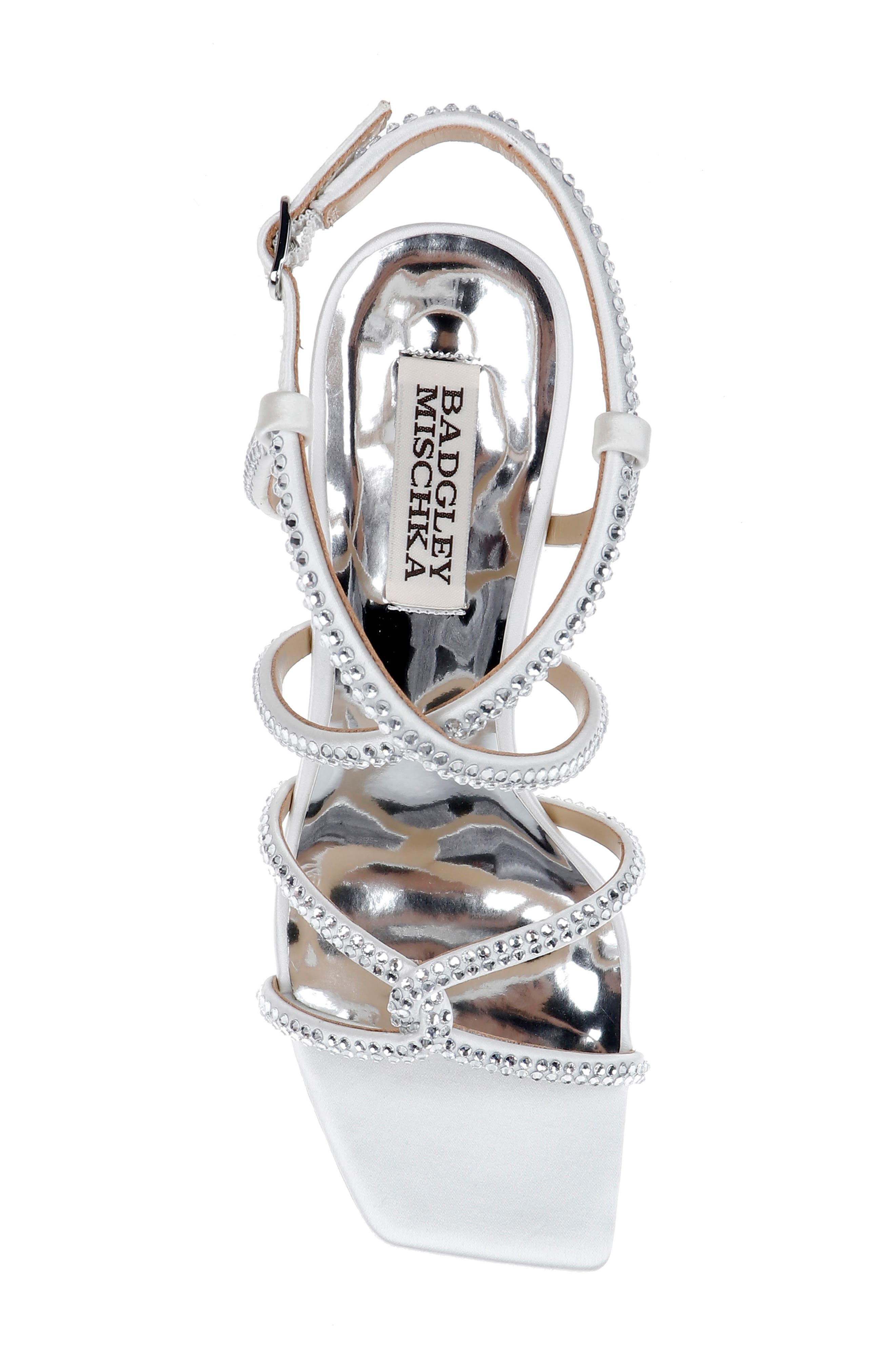 Badgley Mischka Collection Brooke Ankle Strap Sandal, Alternate, color, White Satin