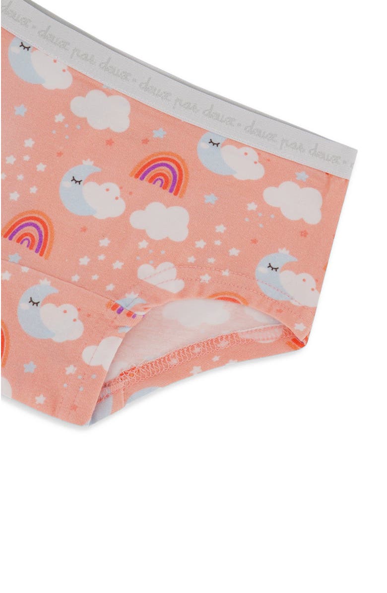 Deux par Deux Girl's Printed Organic Cotton Boyshort Panty Rainbow On Light Coral, Alternate, color,