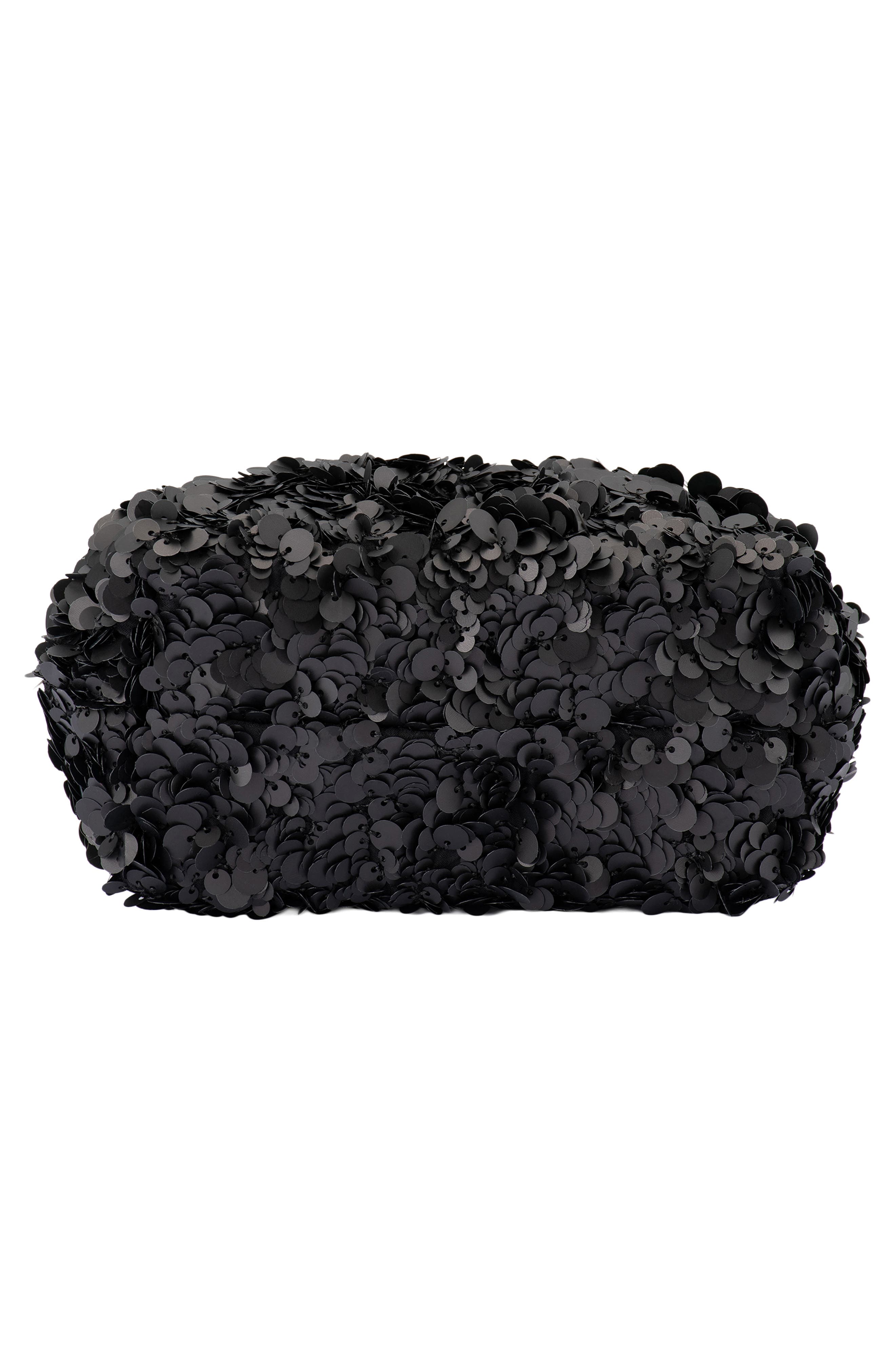 Olga Berg Mattie Sequin Top Handle Bag, Alternate, color, Black