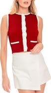 FLYING TOMATO Colorblock Sleeveless Crop Cardigan