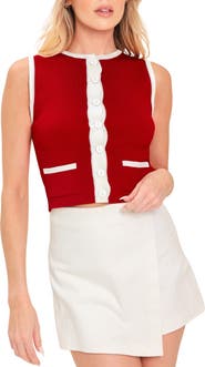 FLYING TOMATO Colorblock Sleeveless Crop Cardigan