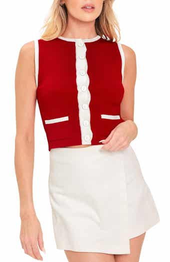 Colorblock Sleeveless Crop Cardigan