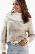 LASCANA Mock Neck Color Block Sweater