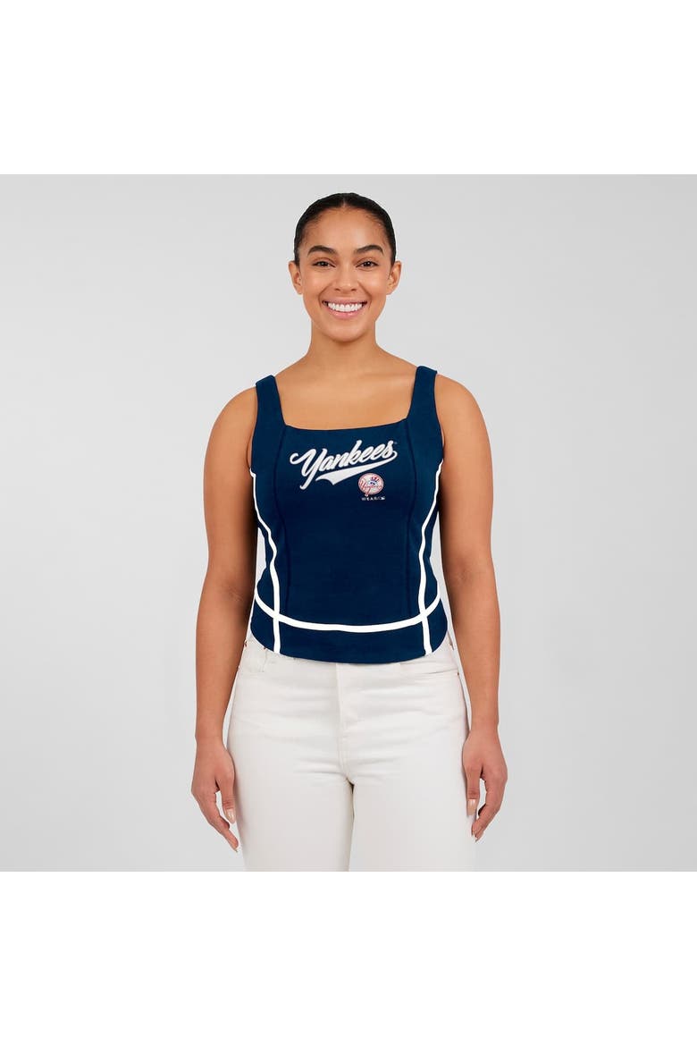 Women's WEAR by Erin Andrews  Navy New York Yankees Square Neck Tank Top, Alternate, color, Navy