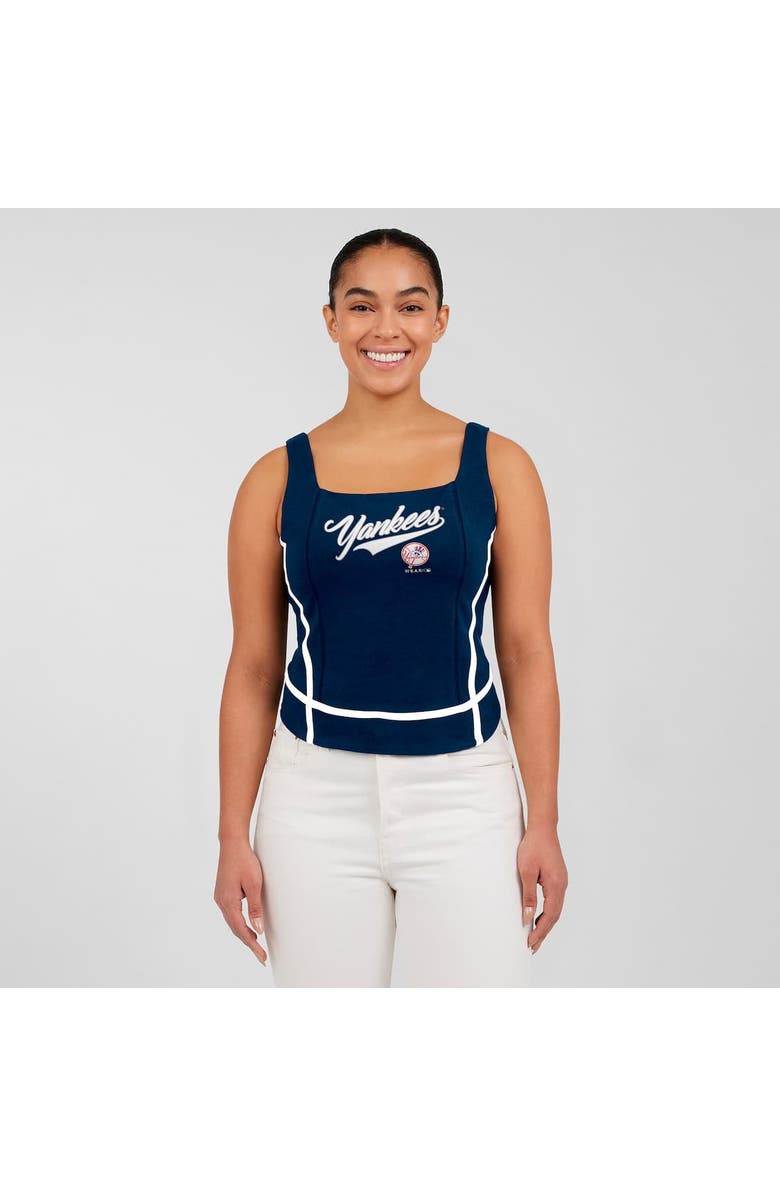 WEAR by Erin Andrews Women's WEAR by Erin Andrews  Navy New York Yankees Square Neck Tank Top, Alternate, color, Navy