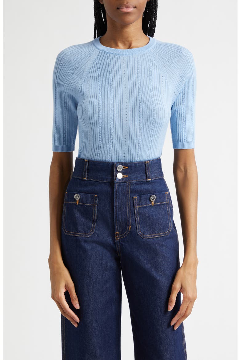 Brielle Raglan Rib Knit Top, Main, color, BLUE JAY