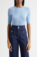 Veronica Beard Brielle Raglan Rib Knit Top