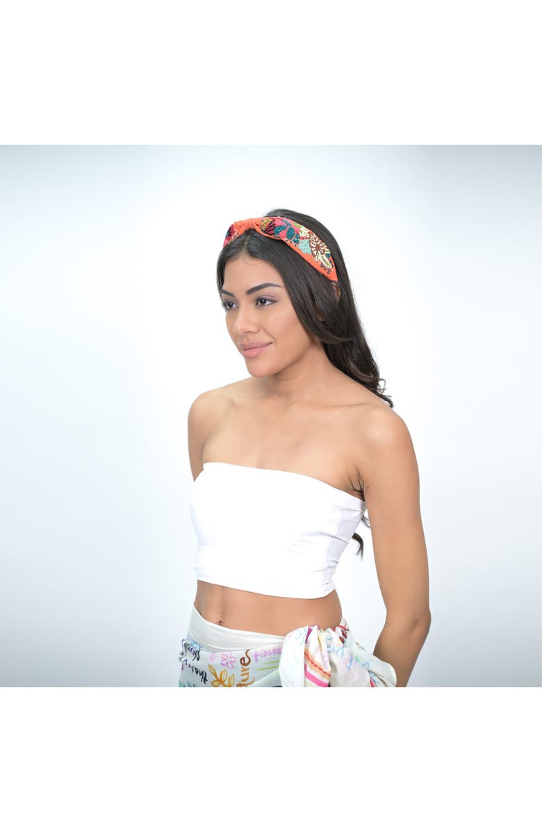 Vismaya Floral Headband, Alternate, color, Rust