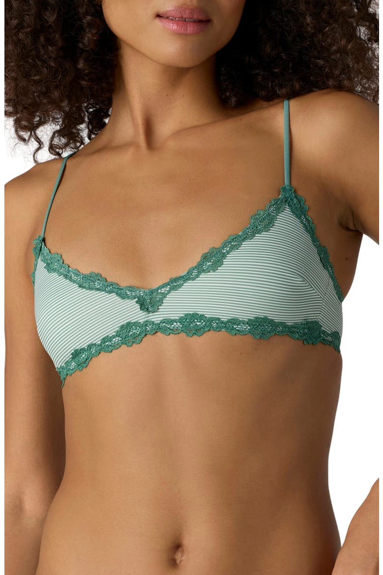 Charlie Stripe Lace Trim Bralette, Main, color, STRIPES SPRUCE COMBO