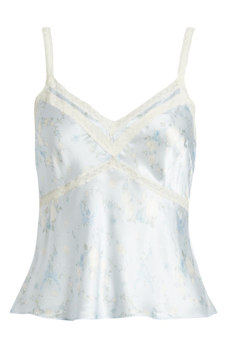 LoveShackFancy Lirena Lace Accent Floral Camisole, Alternate, color, Snowdrop Blue