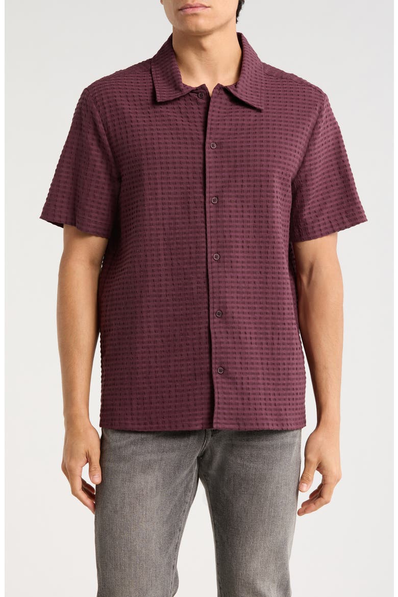 Short Sleeve Seersucker Button-Up Shirt, Main, color, MAUVE