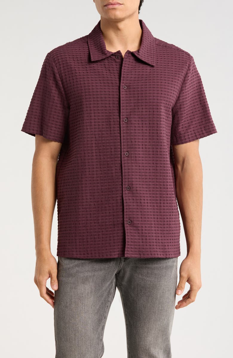 TRUTH Short Sleeve Seersucker Button-Up Shirt, Main, color, Mauve