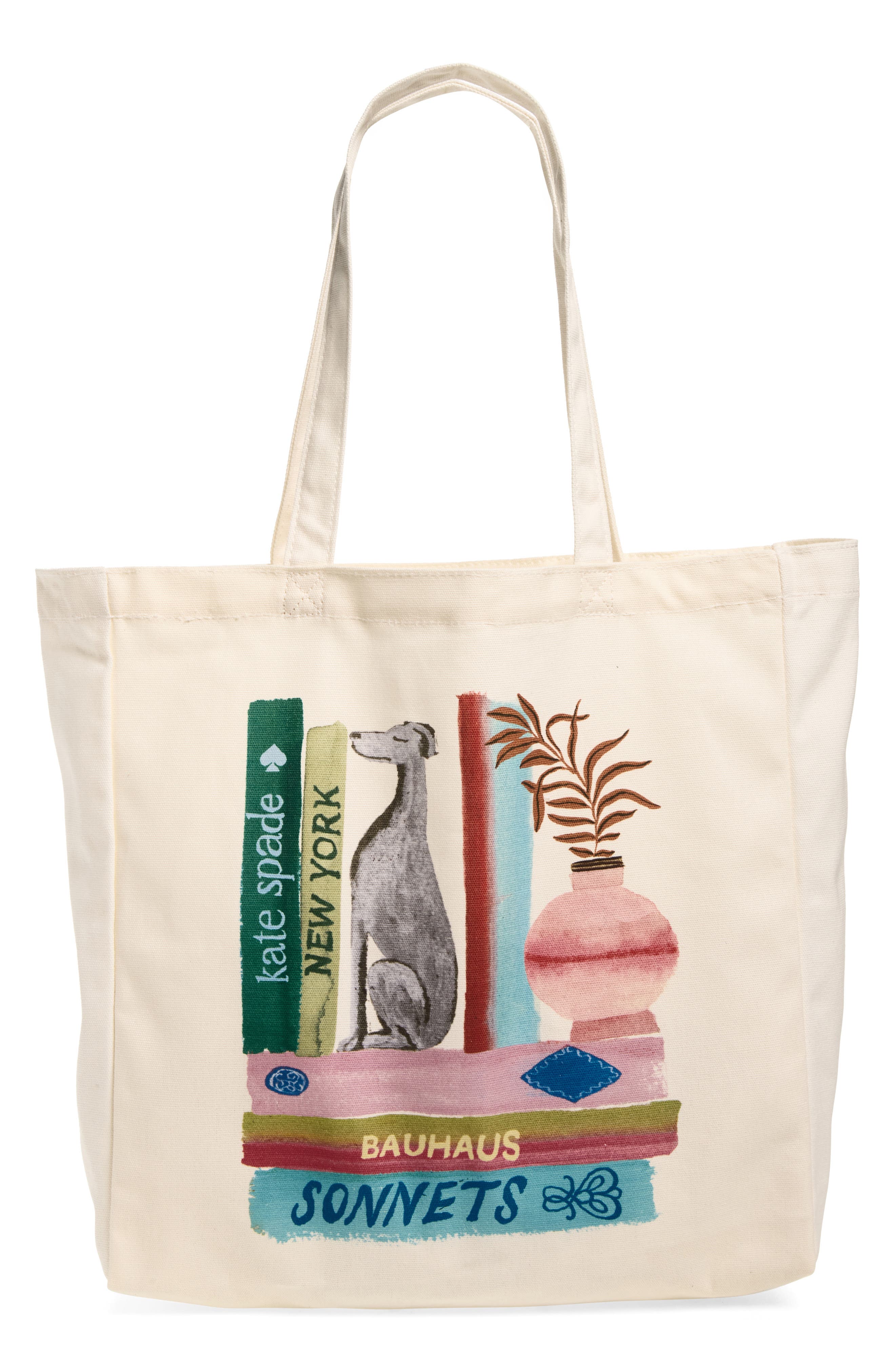 Canvas Book Tote, Alternate, color, MULTI