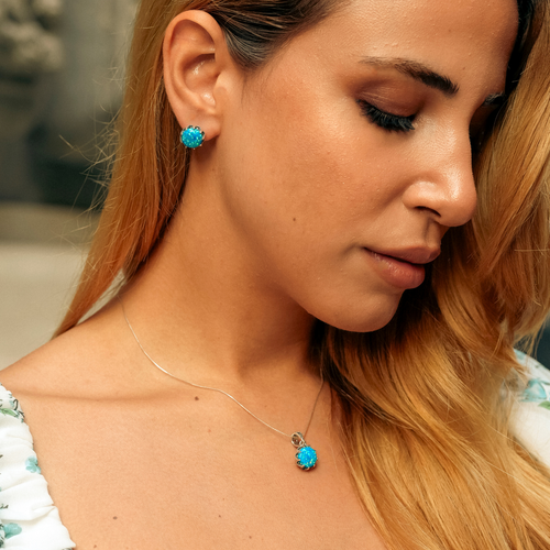 Spero London Round Opal High Quality Sterling Silver Pendant Necklace In Metallic