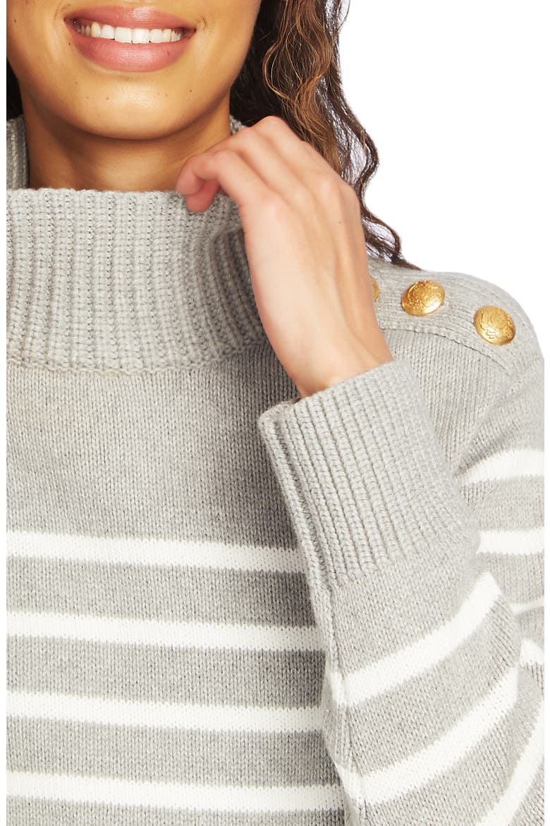 Stripe Mock Neck Sweater, Alternate, color, SILVER HEATHER