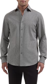 Bugatchi Devon OoohCotton® Houndstooth Button-Up Shirt
