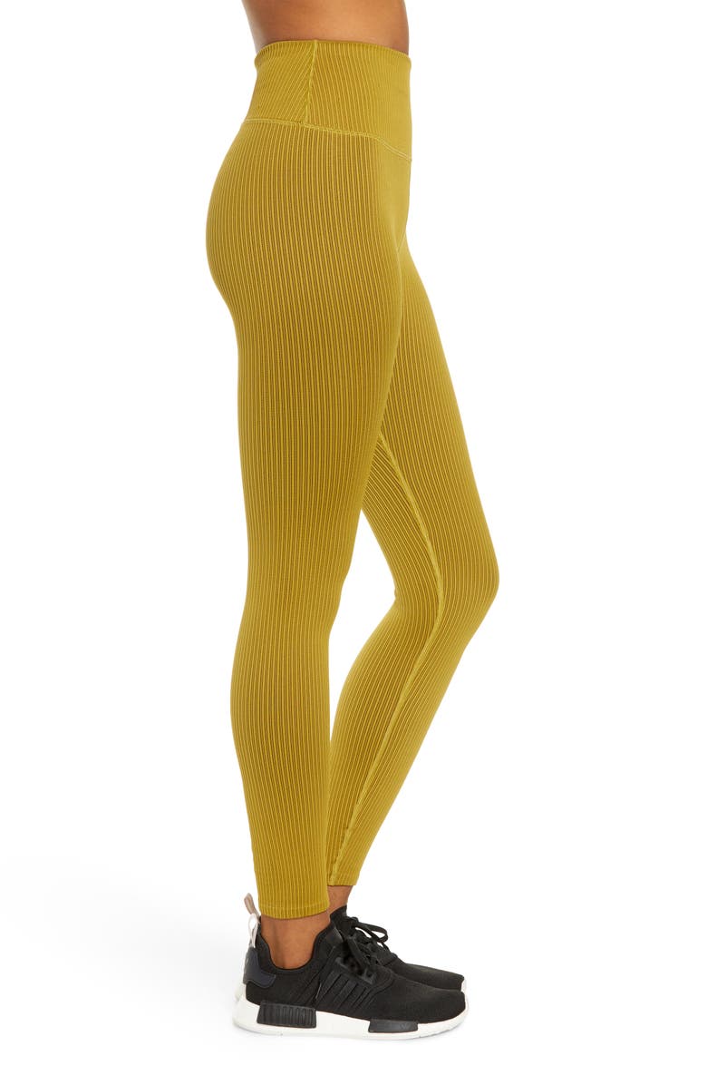 Good American Seamless Chunky Rib Leggings, Alternate, color, Golden Olive001