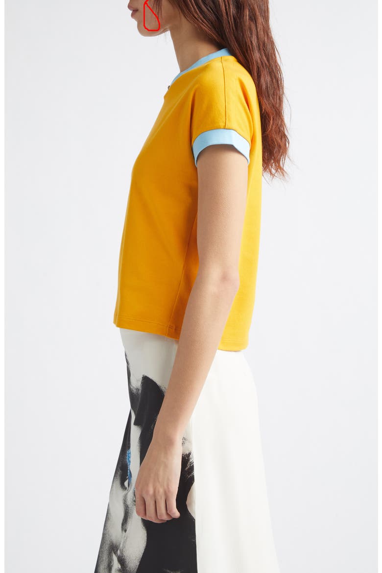 Cotton Ringer V-Neck T-Shirt, Alternate, color, YELLOW AZURE BLUE