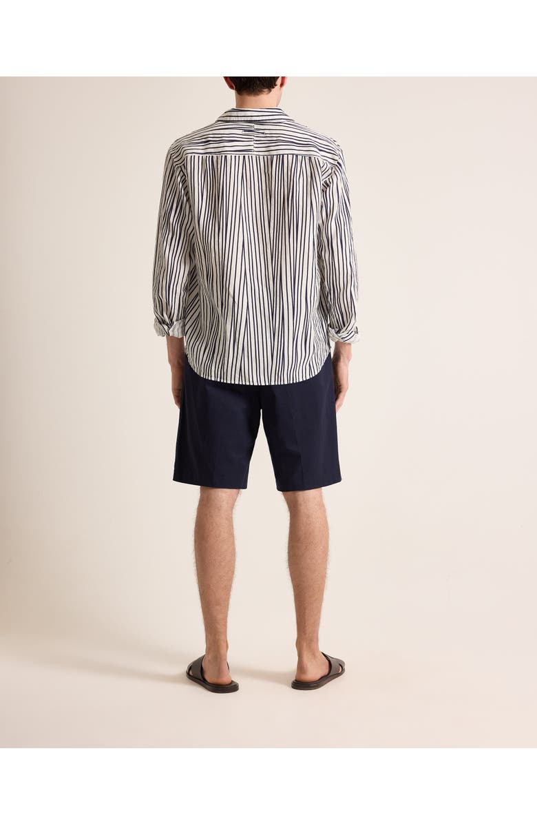 Orlebar Brown Grasmoor Linen Relaxed Fit Linen Stripe Shirt, Alternate, color, White Sand/Night Iris
