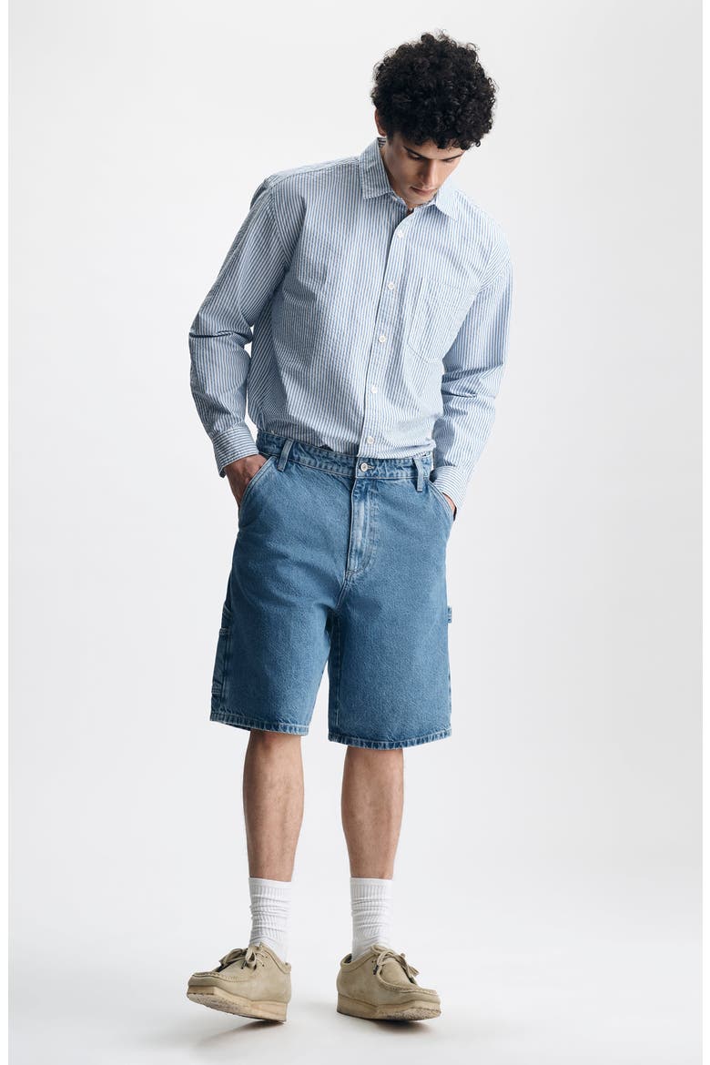 Williamsburg Relaxed Fit Cotton Denim Carpenter Shorts, Alternate, color, MID EVERYDAY DENIM