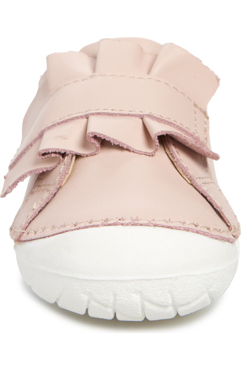 OLD SOLES Kids' Ruffle Strap Leather Sneaker, Alternate, color, Powder Pink / Gold
